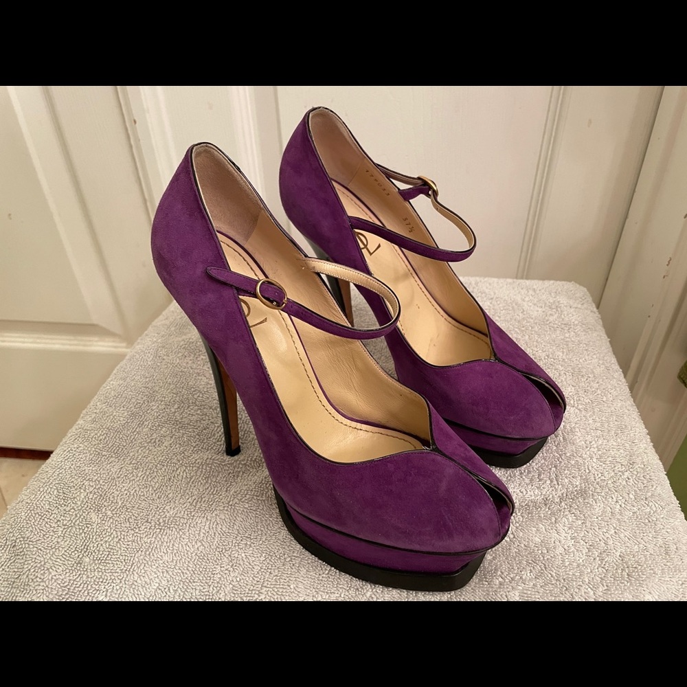 ysl Purple Gplatform pumps size 37.5